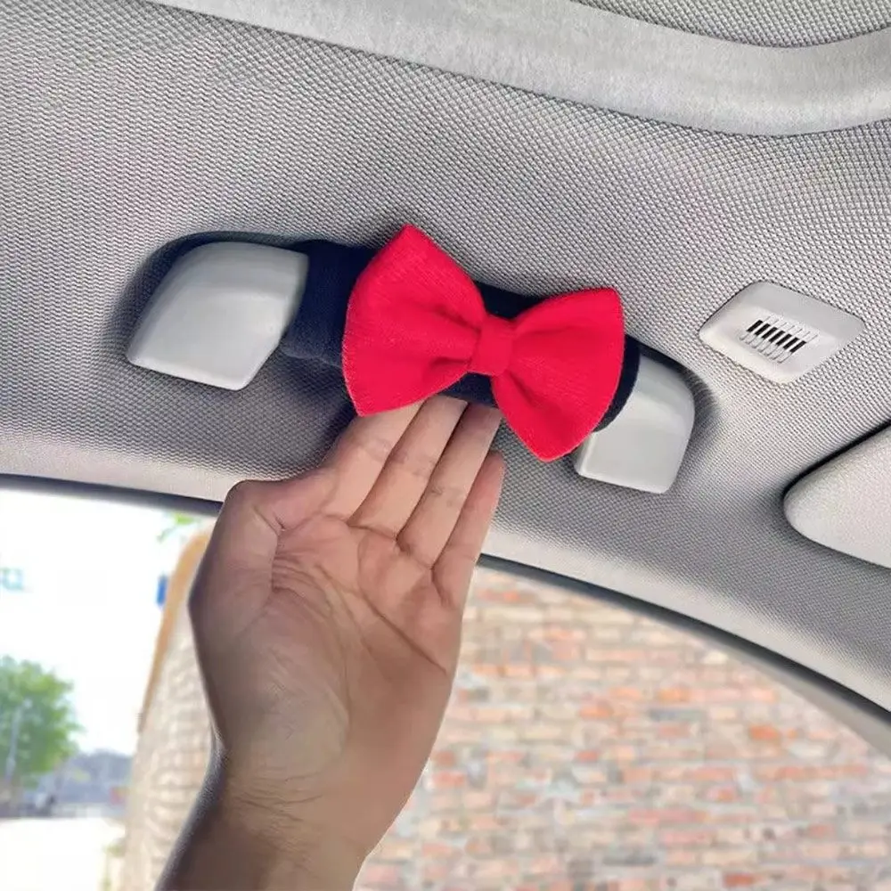 New Bowknot Car Roof Handle Cover Soft Stretchy Fit Roof Armrest Cover Interior Decoration Accessory Car Interior