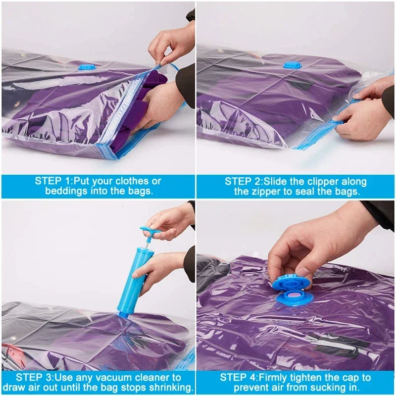 Vacuum Storage Bags,for Bedding,Pillows,Towel,Clothes Space Saver Travel Storage Bag,With Hand-electric-Pump,Vacuum Bag Package