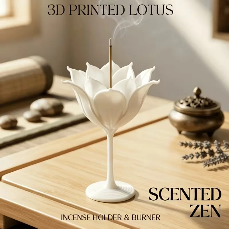 Porte-encens Lotus Moderne Imprimé en 3D, Élégante Statue Florale Détachable, Sculpture Nénuphar, Décoration de Table pour la Maison, Cadeau