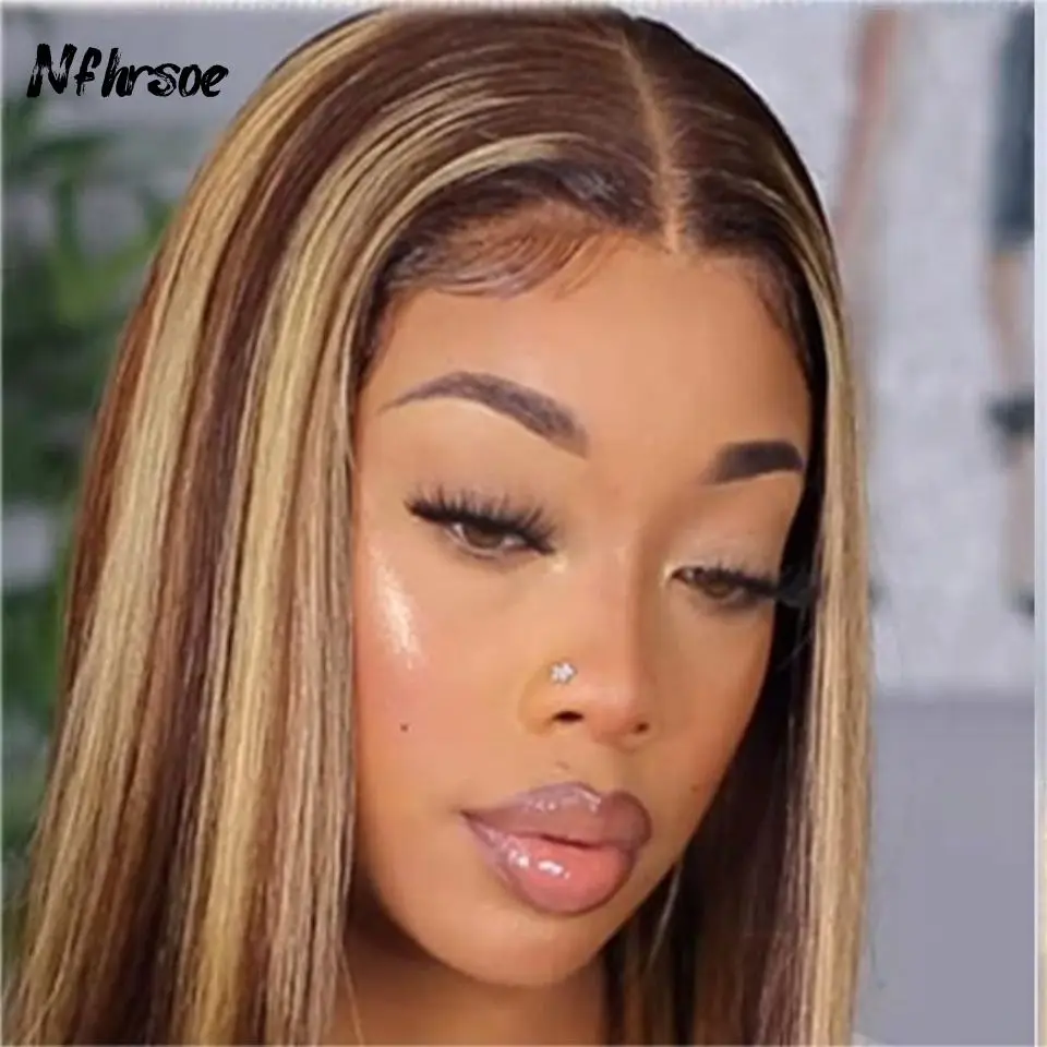 highlight-light-brown-straight-short-bob-13x4-transparent-lace-frontal-wigs-cosplay-brazilian-colored-human-hair-wig-for-women