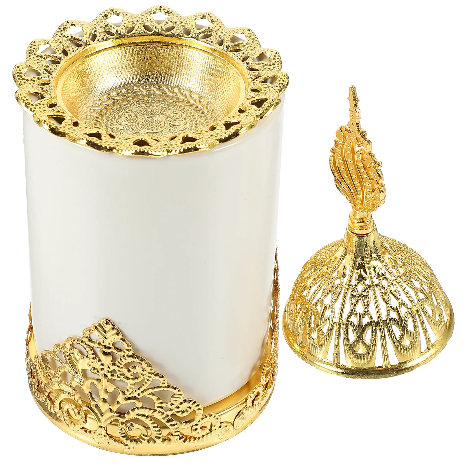 

Gold Ceramic Incense Burner Metal Desktop Holder for Home Office Yoga Study Room Incense Burner