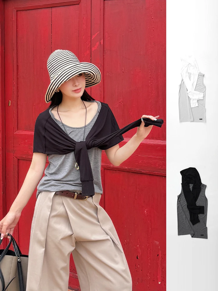 

Color Blo Hooded Scarf Vest by 5REFOUND TEN DEARSOCUTE Buy Hand Store Commute Sle Loose Fit Regular Length