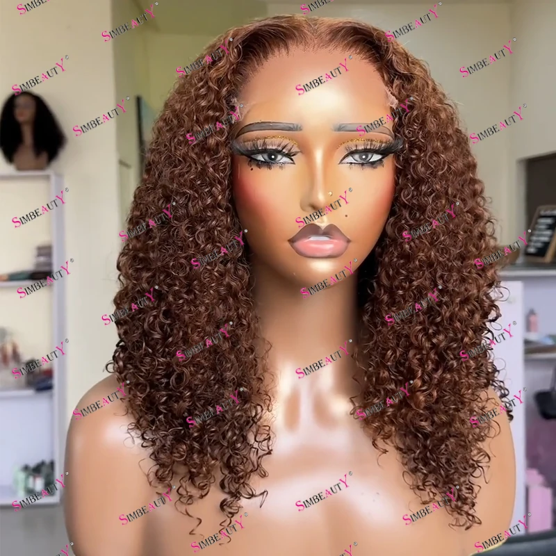 Copper Brown KInky Curly Lace Front Human Hair Wigs with Baby Hair Natural Hairline Afro Black Women Full Lace Wigs Easy Wear