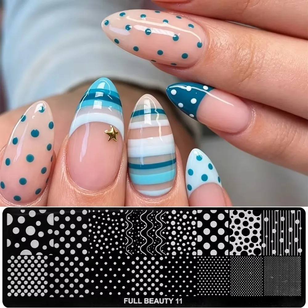 Fashion Stainless Steel Nail Stamping Plate Polka Dot Star & Stripe Nail Art Template Manicure Printing Mold for Women