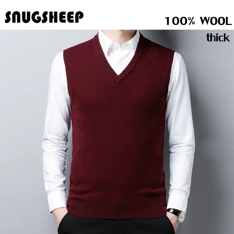 100 wool thick v neck sweater vest men clothing red pullover knit sweaters mens black clothing vests top for men's tops vintage