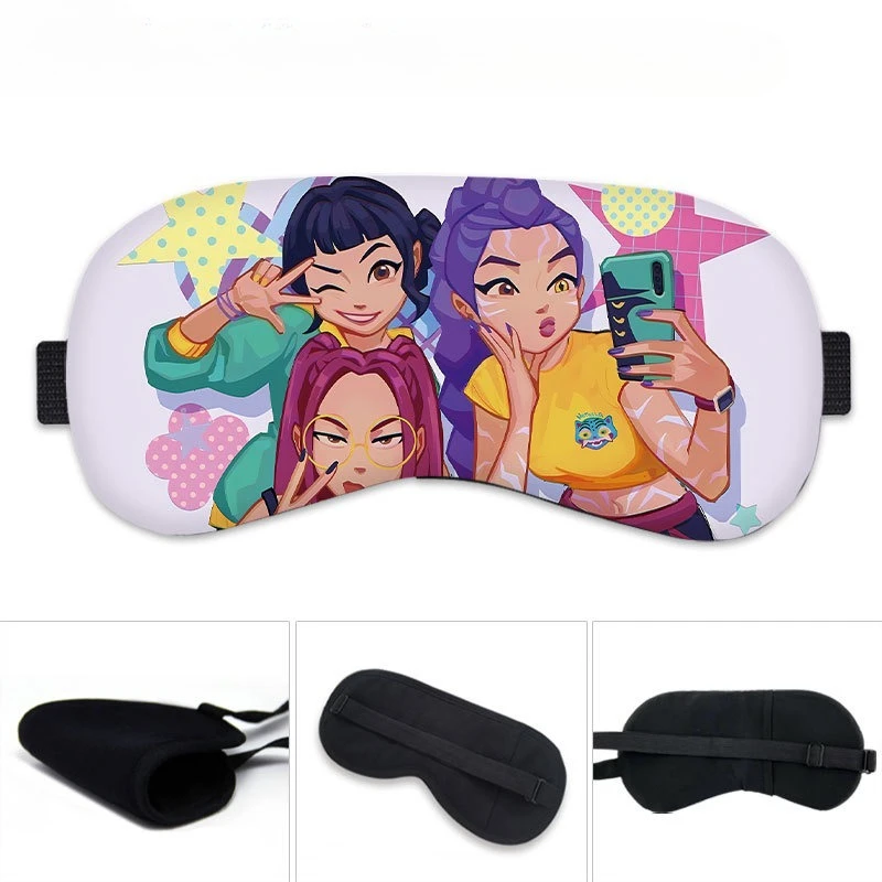 

KPop Demon Hunters Eye Mask Anime Cartoon Printed Sleeping Blindfolds Adjustable High Elasticity Block Out Light Eye Patch Gift
