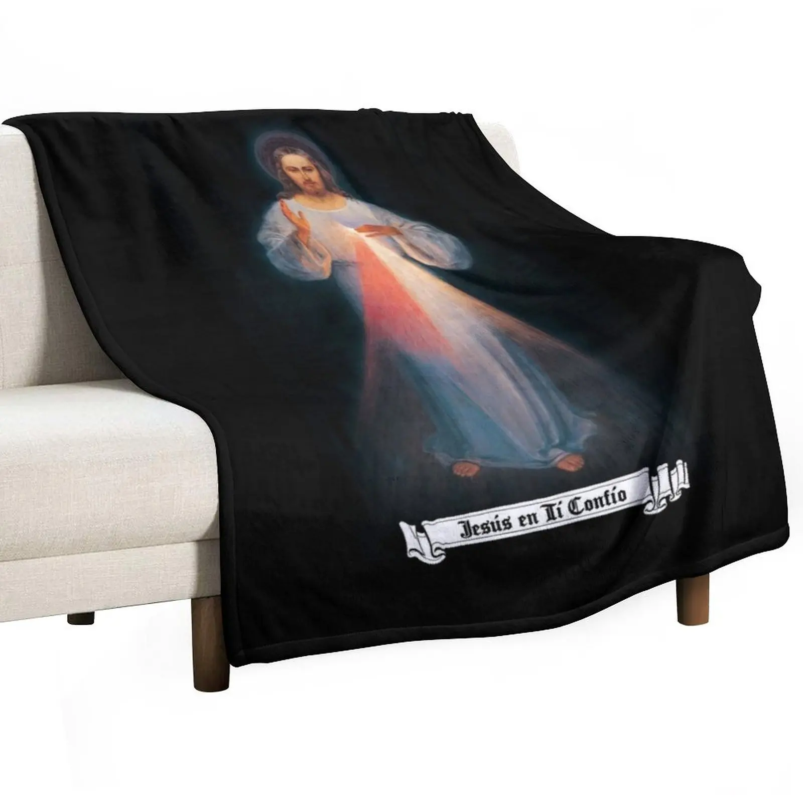 Imagen de la Divina Misericordia, JES?oS EN T?- CONF?-O regalos cat?3licos y cristianos, Throw Blanket Hairy sofa bed Blankets