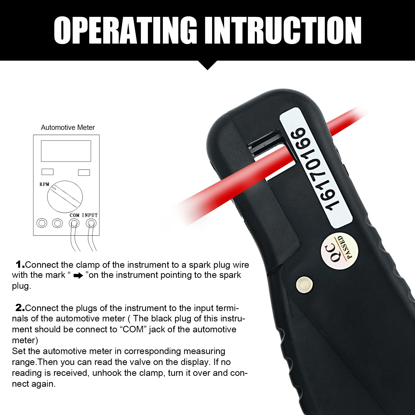 Tacómetro inductivo de gasolina digital HP-705A - Kit de abrazadera de recogida de señal de RPM para diagnóstico de motores de gasolina