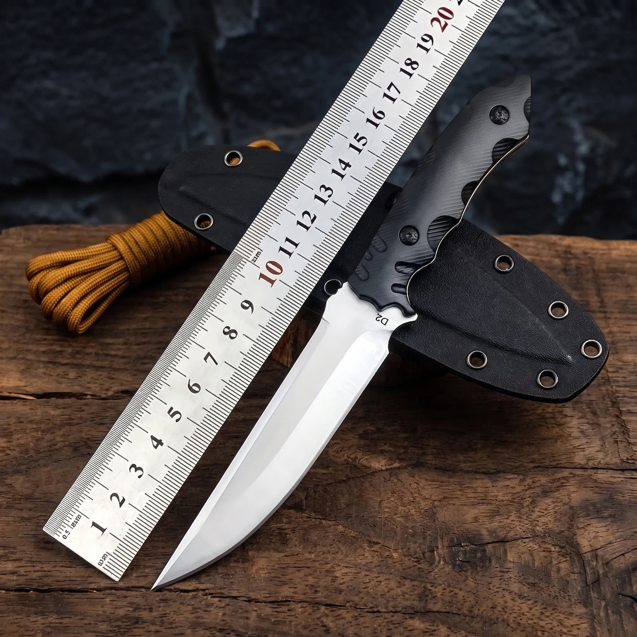 Lama dritta portatile in acciaio inossidabile, resistente all'usura e difficile da deformare, ideale per campeggio all'aperto, picnic e lavorazione degli alimenti. Coltello multiuso