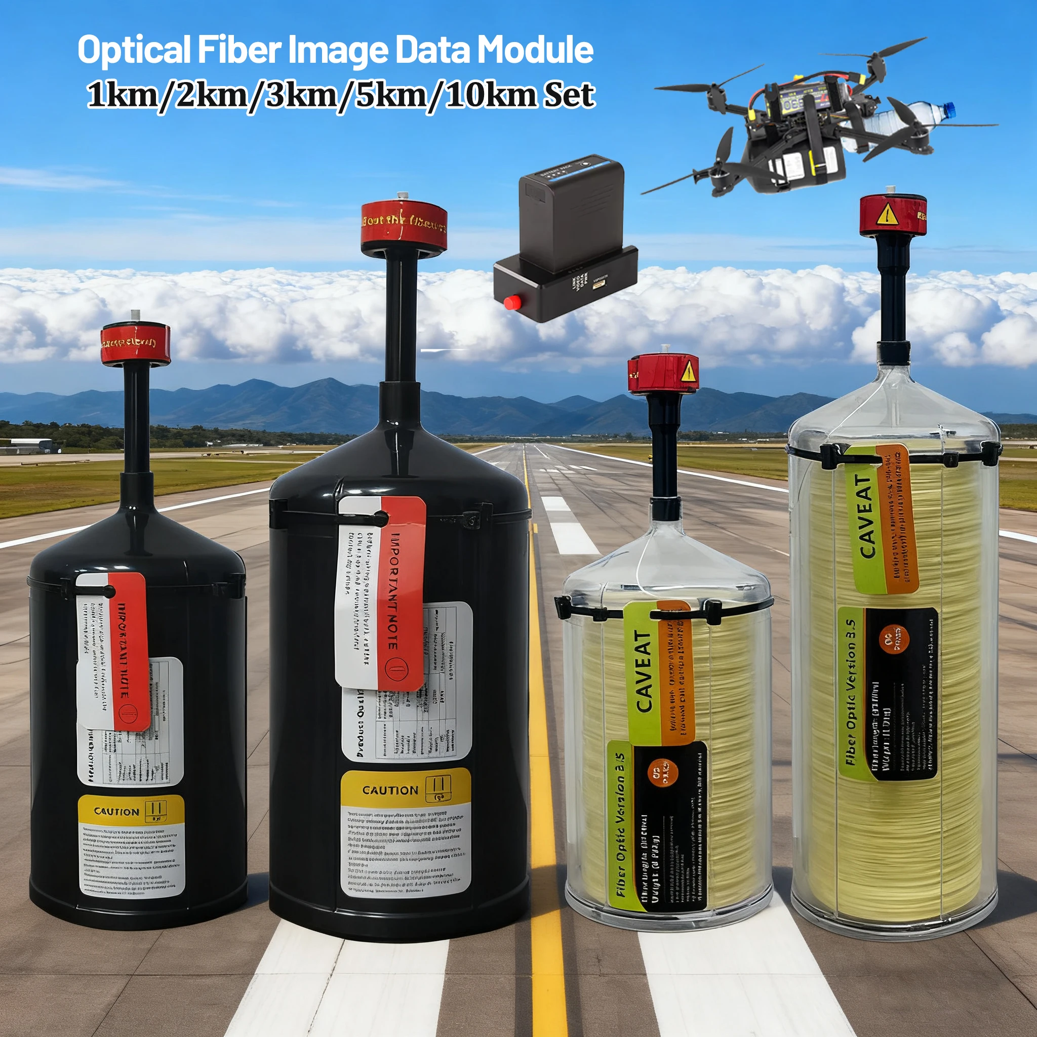 

FPV Drone Оптоволоконный модуль данных изображения 1 км/2 км/3 км/5 км/10 км Расширитель реле с защитой от помех Оптическая ссылка Небо до 20 км