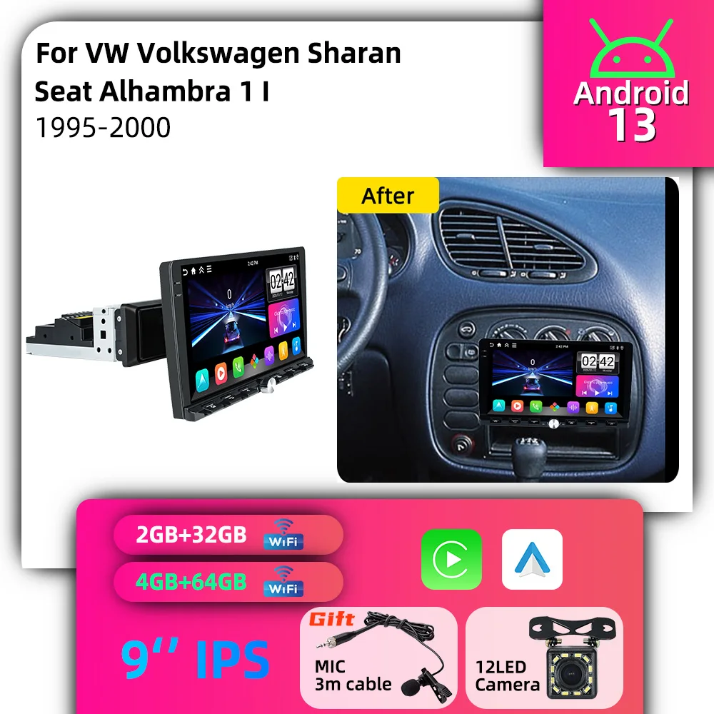 Car Stereo Android for VW Volkswagen Sharan Seat Alhambra 1 I 1995-2000 1 Din 9