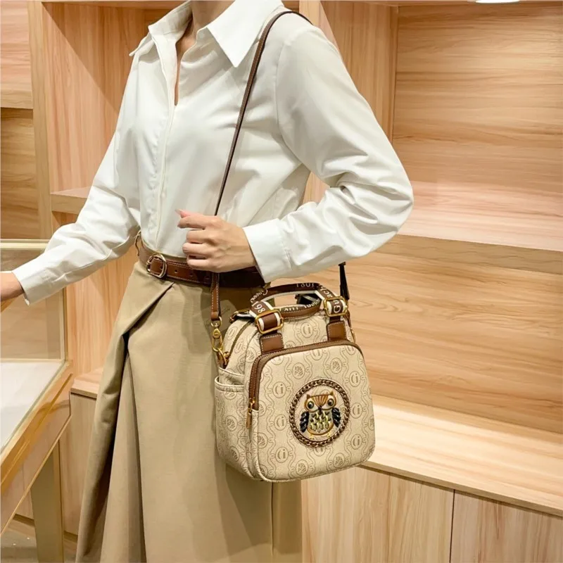 

2025 Autumn/Winter New Light Luxury Brand Women's Handbag High end Fashion Versatile Owl Printed Single Shoulder Crossbody Bag