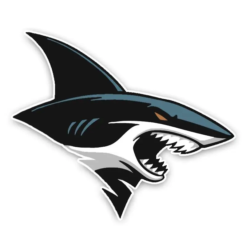 RuleMyLife 15.9*13.4CM Interesting Sharks Cartoon Colored PVC Car Sticker Decoration Graphic C1-5346