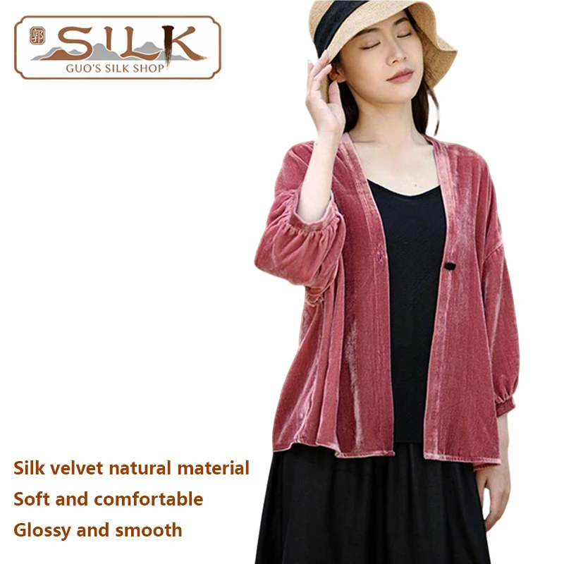 

High-end Silk Velvet Women's Shirt Simple Style Casual Top Comfortable, Soft, Fine and Skin-Friendly Shirt Spring and Summer