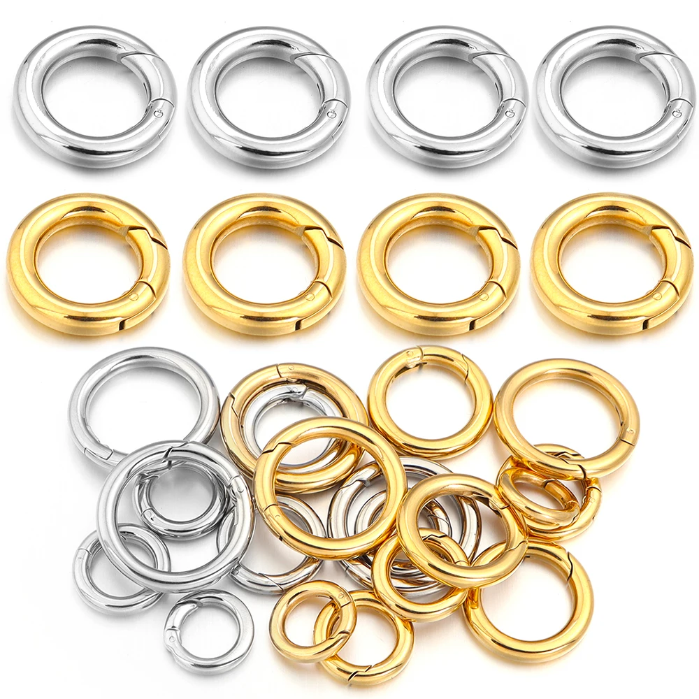 16/18/20/24/28mm Stainless Steel O Ring Spring Clasps DIY Jewelry Making Round Carabiner Keychain Bag Clips Snap Hook Buckle