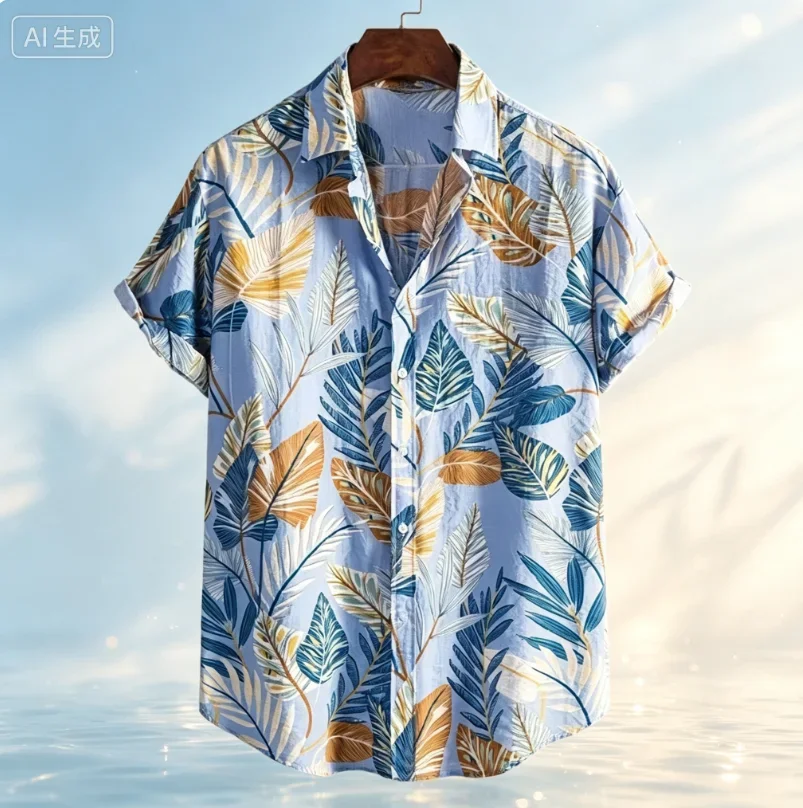 Fashionable Hawaiian Shirt for Men Summer Casual Short Sleeve 3D Printed Plant Shirt 1 sold