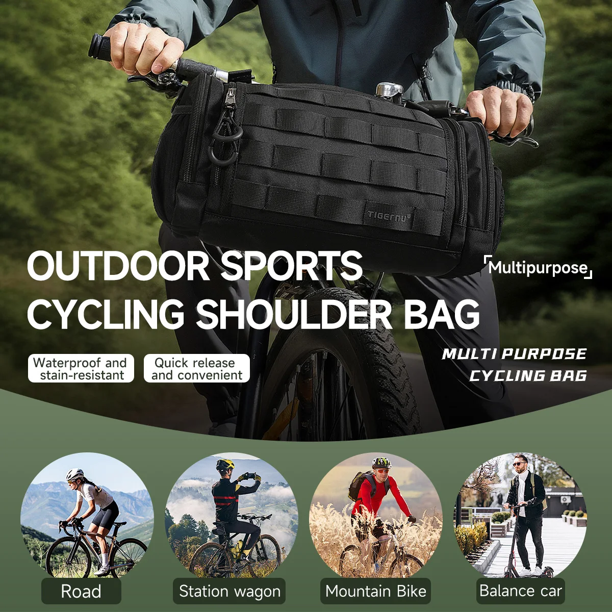 Tigernu Men's Shoulder Bag Tactical Crossbody Bag Mens Bags Outdoor Bag Bicycle Hanging Bag Sport Cycling Shoulder Bag Messenger