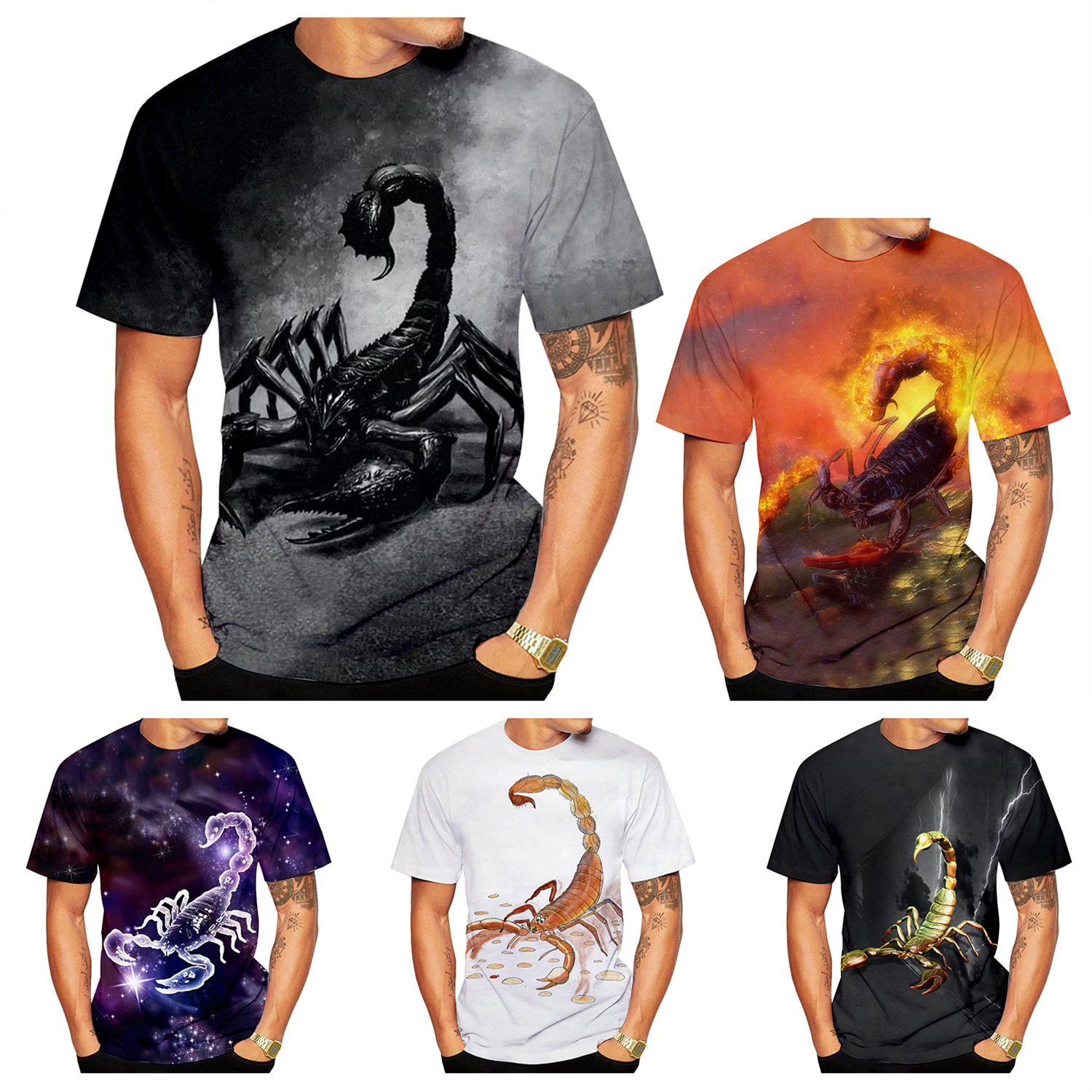 New Summer 3d Print T Shirt Fashion Trend Animal Scorpion Streetwear Printed T Shirts