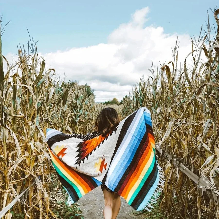 Tapeçaria pendurada com borla, estilo mexicano, cobertor de piquenique de praia ao ar livre, sofá-cama, viagem de avião