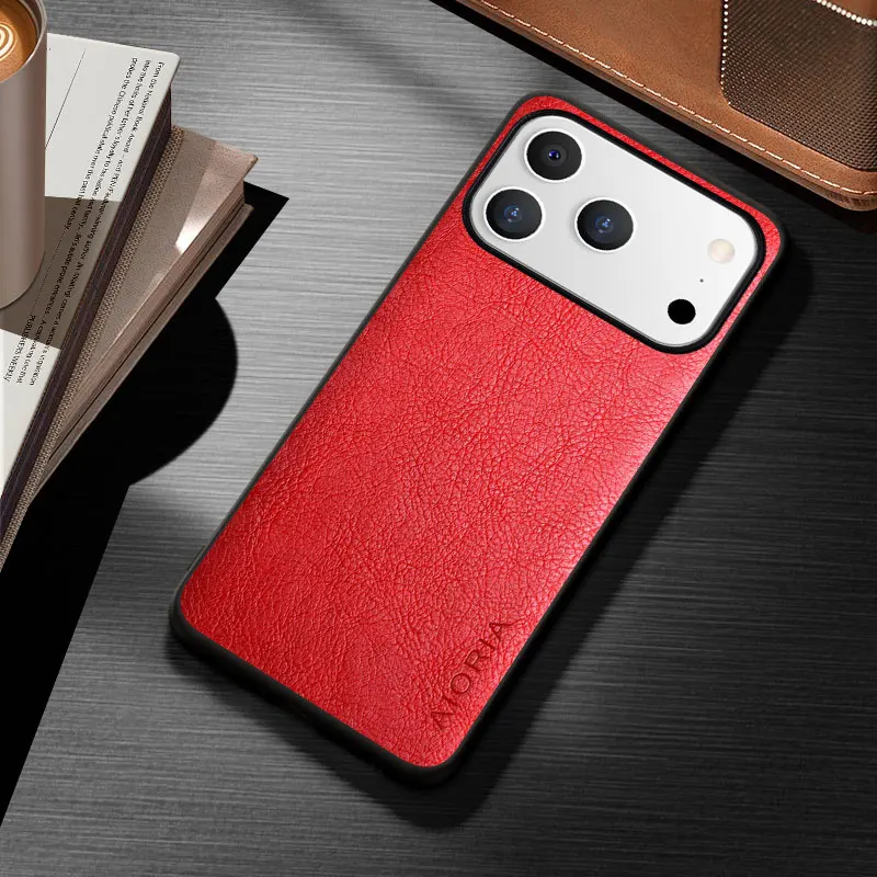 Apple iPhone 17 Pro Max ケース funda capa スタイリッシュなビジネススタイルの耐久性のあるPUレザーカバー、iPhone Airケース coque用