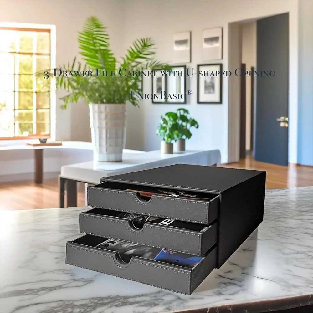 

Органайзер для картотеки с 3 ящиками, настольный ящик для хранения документов, элегантный серый цвет для домашнего офиса, рабочего пространства