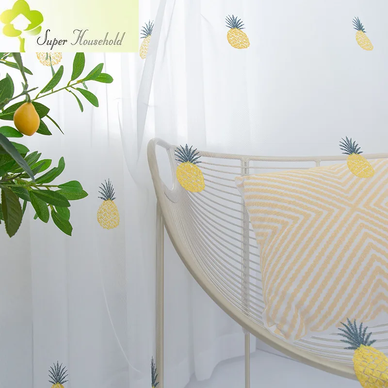 Modern Simple Embroidery children Window Tulle  Curtains for Living Room Bedroom Sheer for Kids Room Finished wholesale