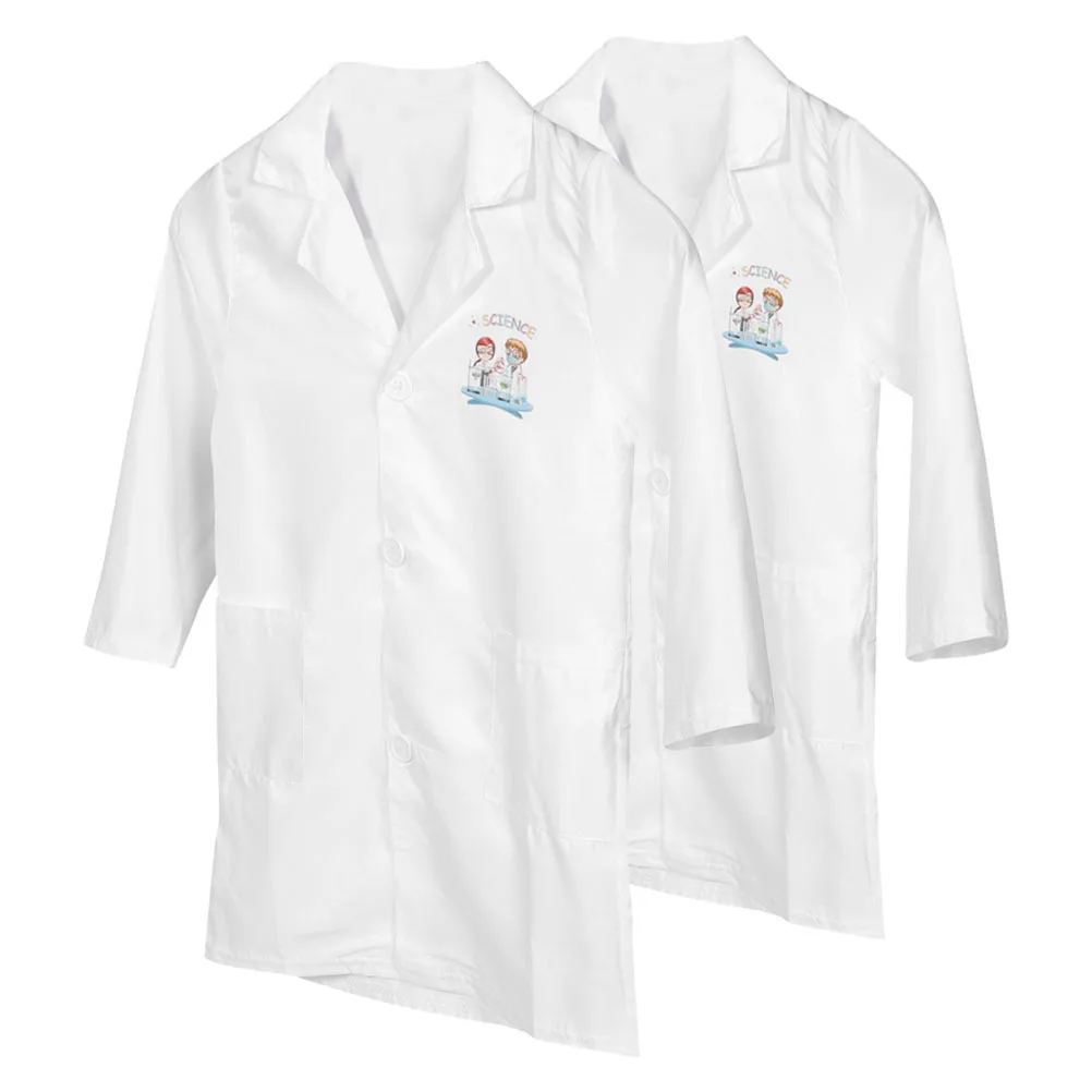 2 قطعة معطف مختبر العلوم مخصص الأبيض عالم زي للمشروعات المدرسية معطف المختبر لعب الأدوار زي ل #1
