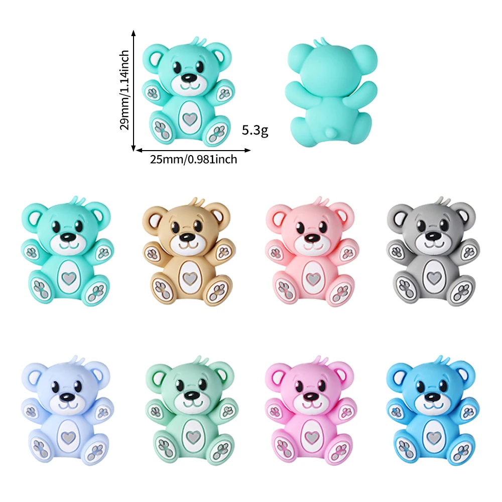3D Bear Silicone Beads for DIY Keychains and Crafts