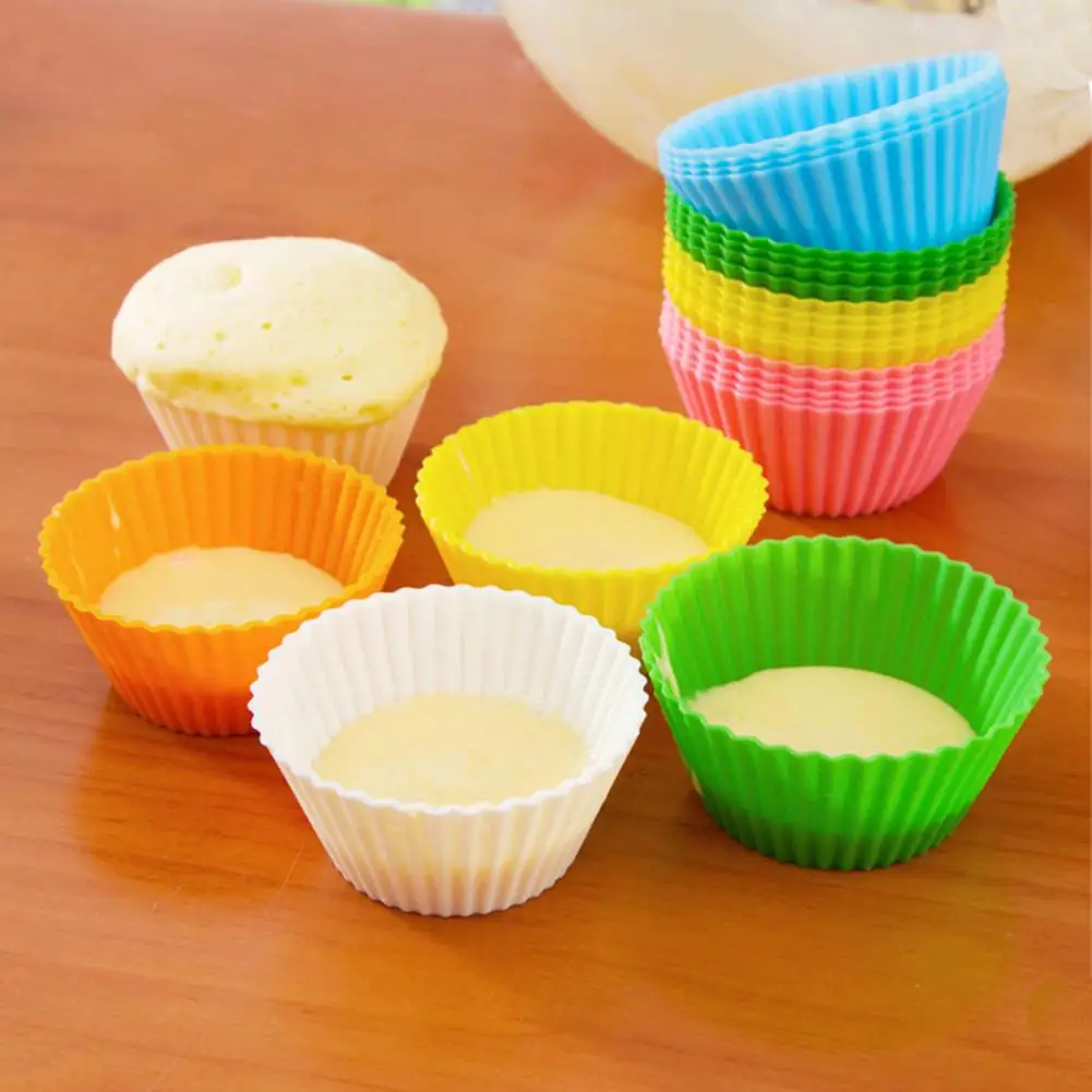 12Pcs Silicone Small Cake Cup Mold，Round Stackable Muffin Cups，Bakeware Baking Molds，Air Fryer Baking Pastry Kitchen Mold