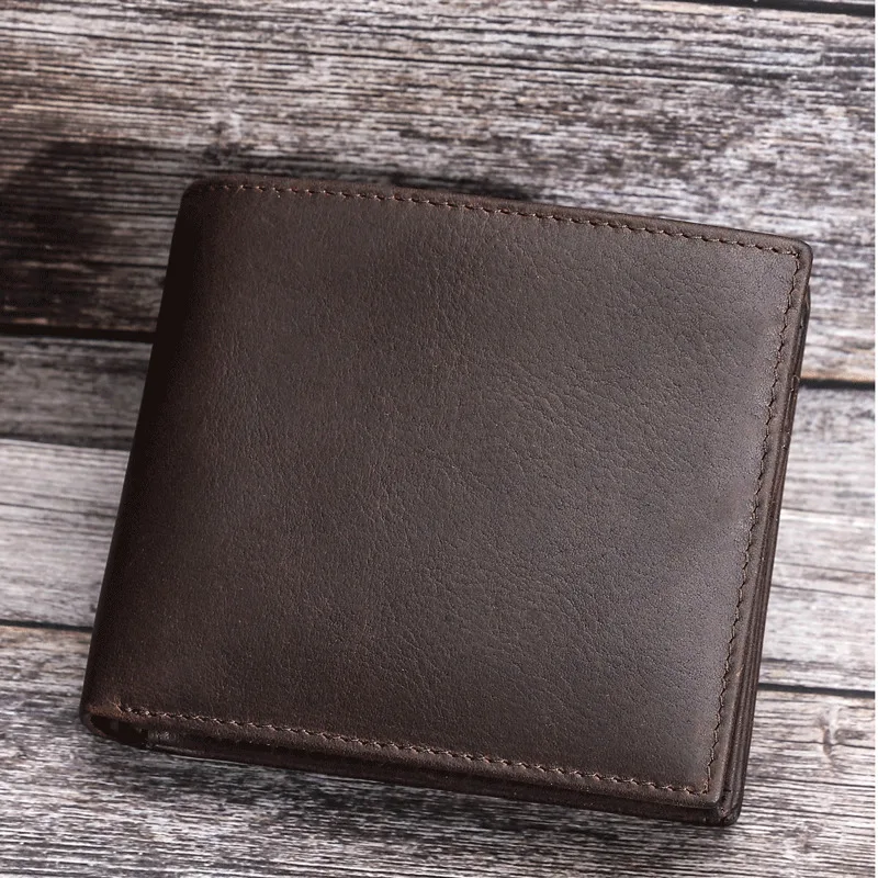 New Fashionable British Style Top Layer  Cowhide Anti Theft Brush Head Layer Horizontal Wallets Cowhide Three Fold Men's Wallets