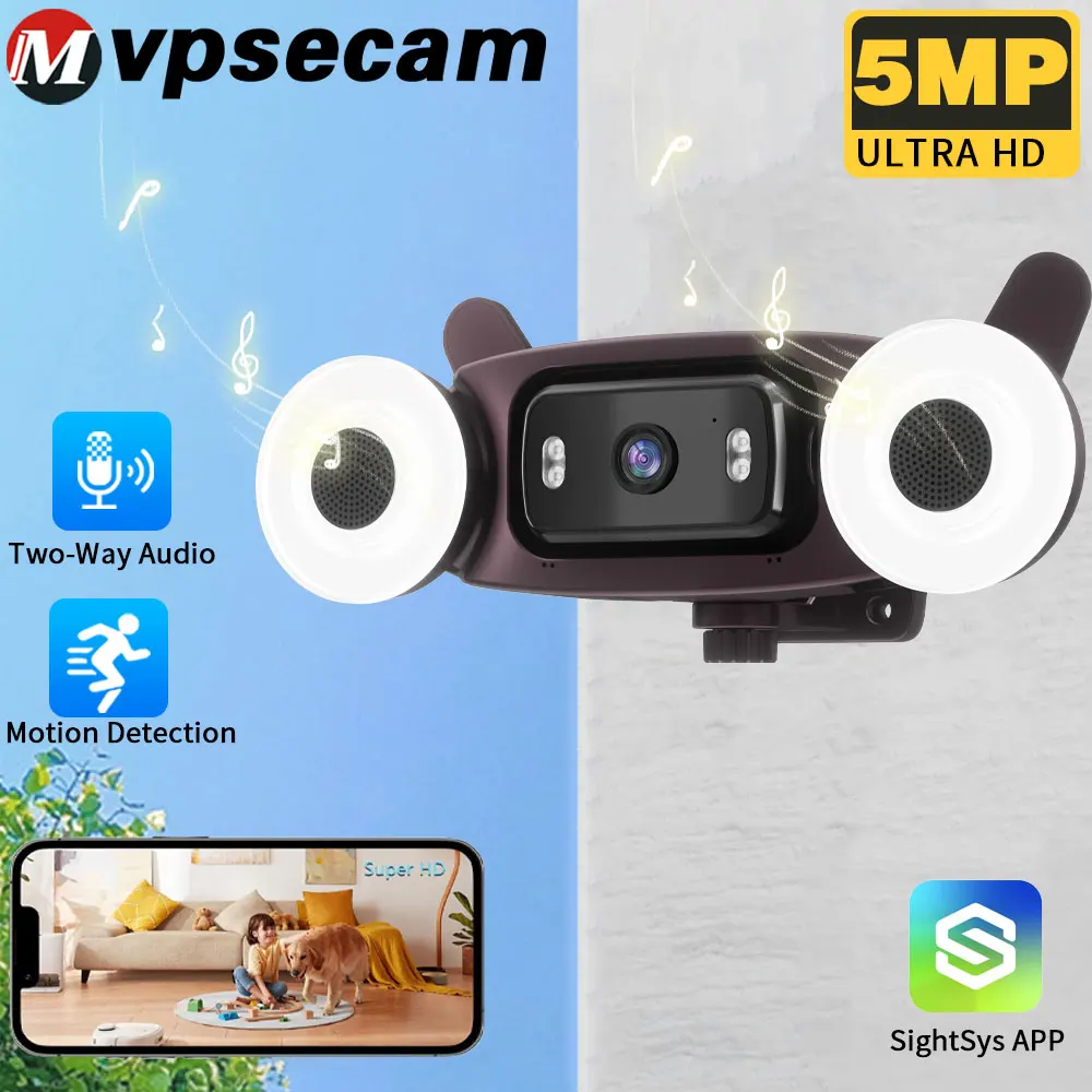 

5MP WiFi Outdoor Two-way Audio Floodlight Security Camera Outdoor Waterproof Color Night Vision Security Video Surveillance Came
