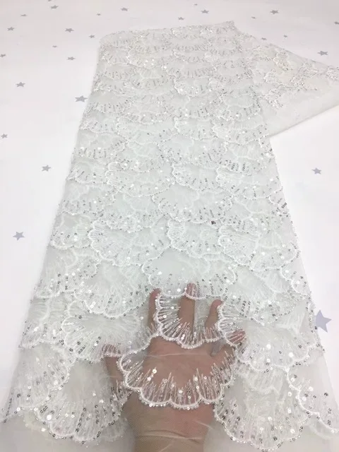 

Sequined Embroidered Lace Fabric for Wedding Evening Dress Kids Clothing Designer Fabric DIY Accessories 5meters/lot