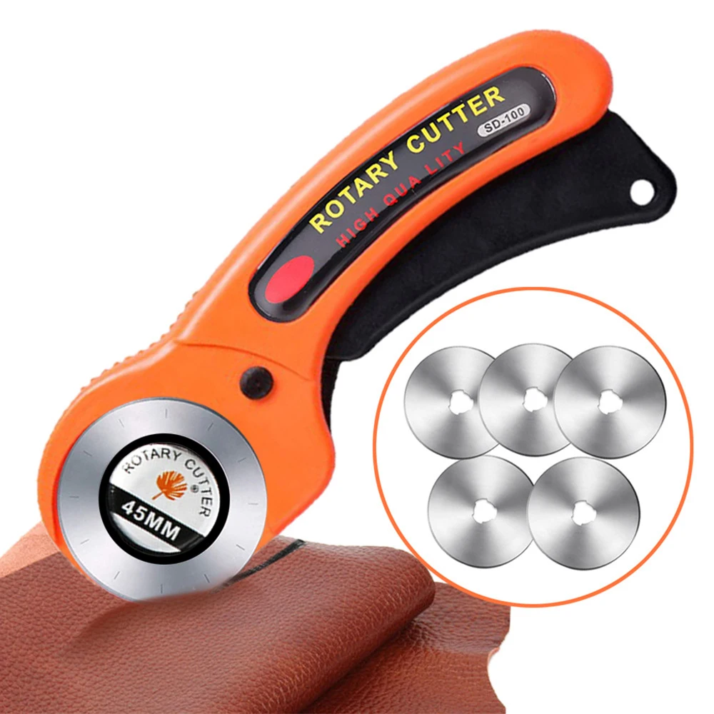 New 45mm Rotary Cutter Set Leather Craft Cutting Tool with Ergonomic Handle for DIY Fabric Patchworking Sewing Quilting Crafting