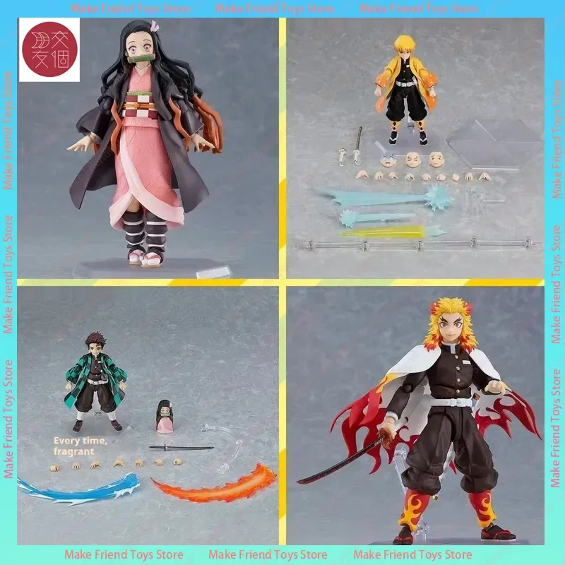 

14cm Demon Slayer Figma Dx-498 Tanjiro Kamado Action Figure Movable Joints 3 Face Plates Nichirin Sword Maxfactory Figma Toys