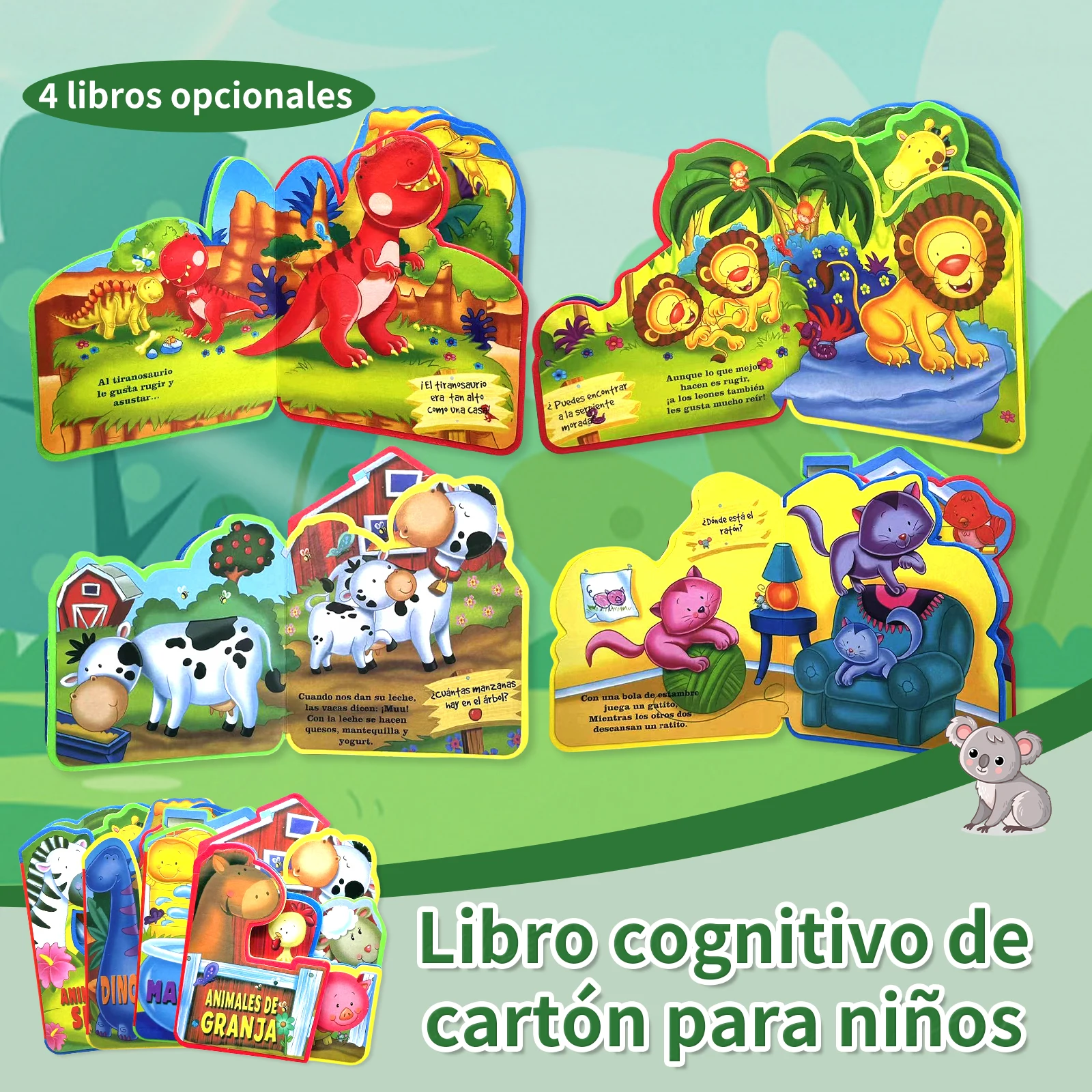 Spanish Flip Storybook: Foam Material, Tear-Resistant, Cute Animals, Imagination, Short Stories, Early Education, 2-5 Years