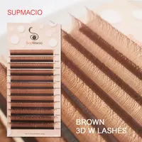 Supmacio Marrón oscuro Suave W 3D Pestañas rápidas Paquetes de pestañas listas Pestañas de trébol 3D Cilio 3 D