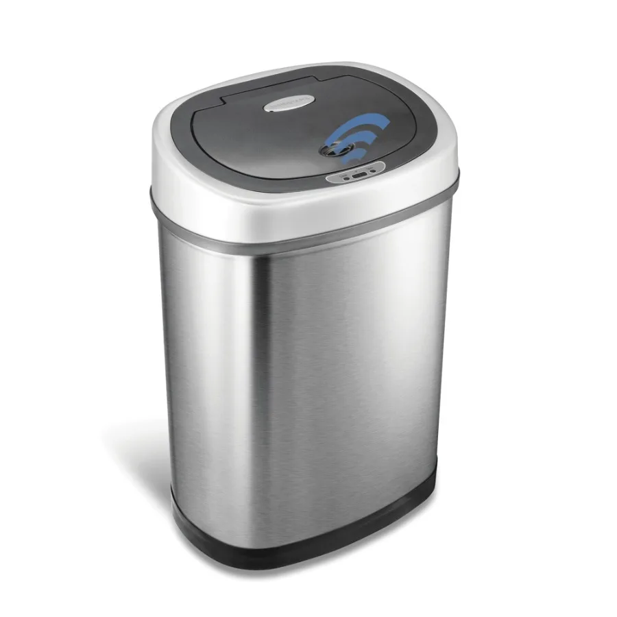 

11 Gallon Automatic Kitchen Trash Can with Motion Sensor, Stainless Steel Soft-Close Lid, Silver for Home Office Use