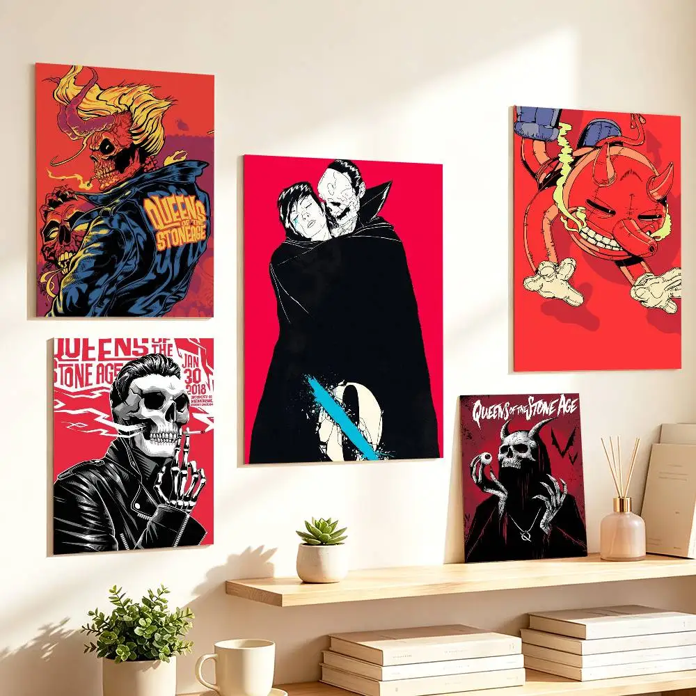 QOTSA Q-Queens of the Stone Age Poster HD Self Adhesive Waterproof Wall Art Ideal for Home Office Dorm Gift