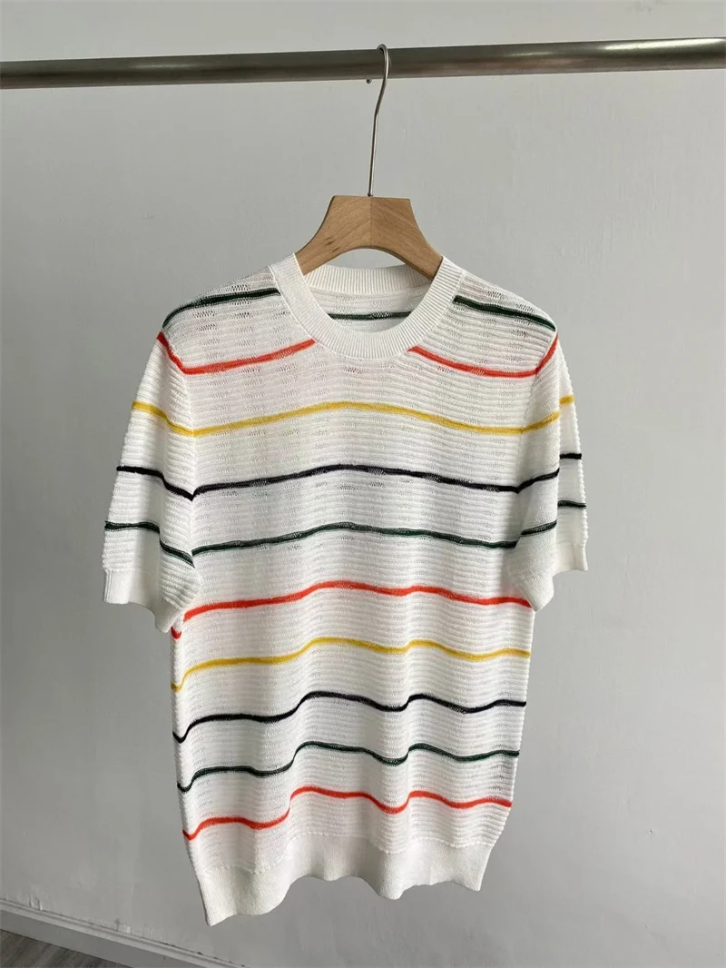 2024 Fashion Women O neck Striped Summer T-shirt