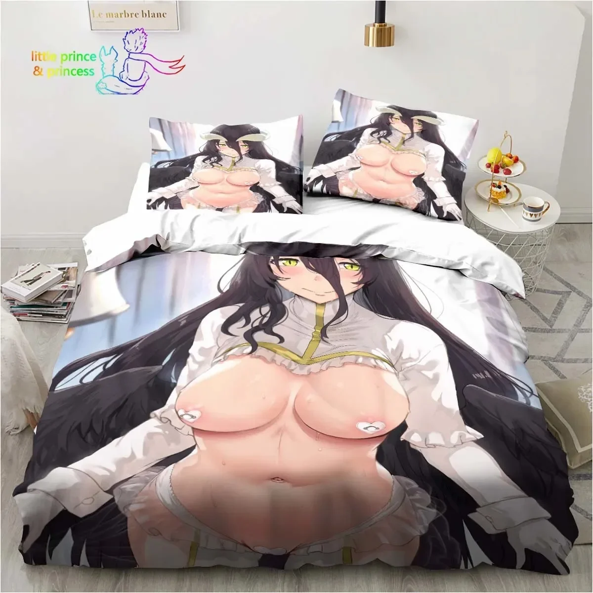 Albedo Overload 3D Print Bedding Set Single Twin Full Queen King Size Bed Set Adult Kid Bedroom Hentai Anime Girl Bedding Gift