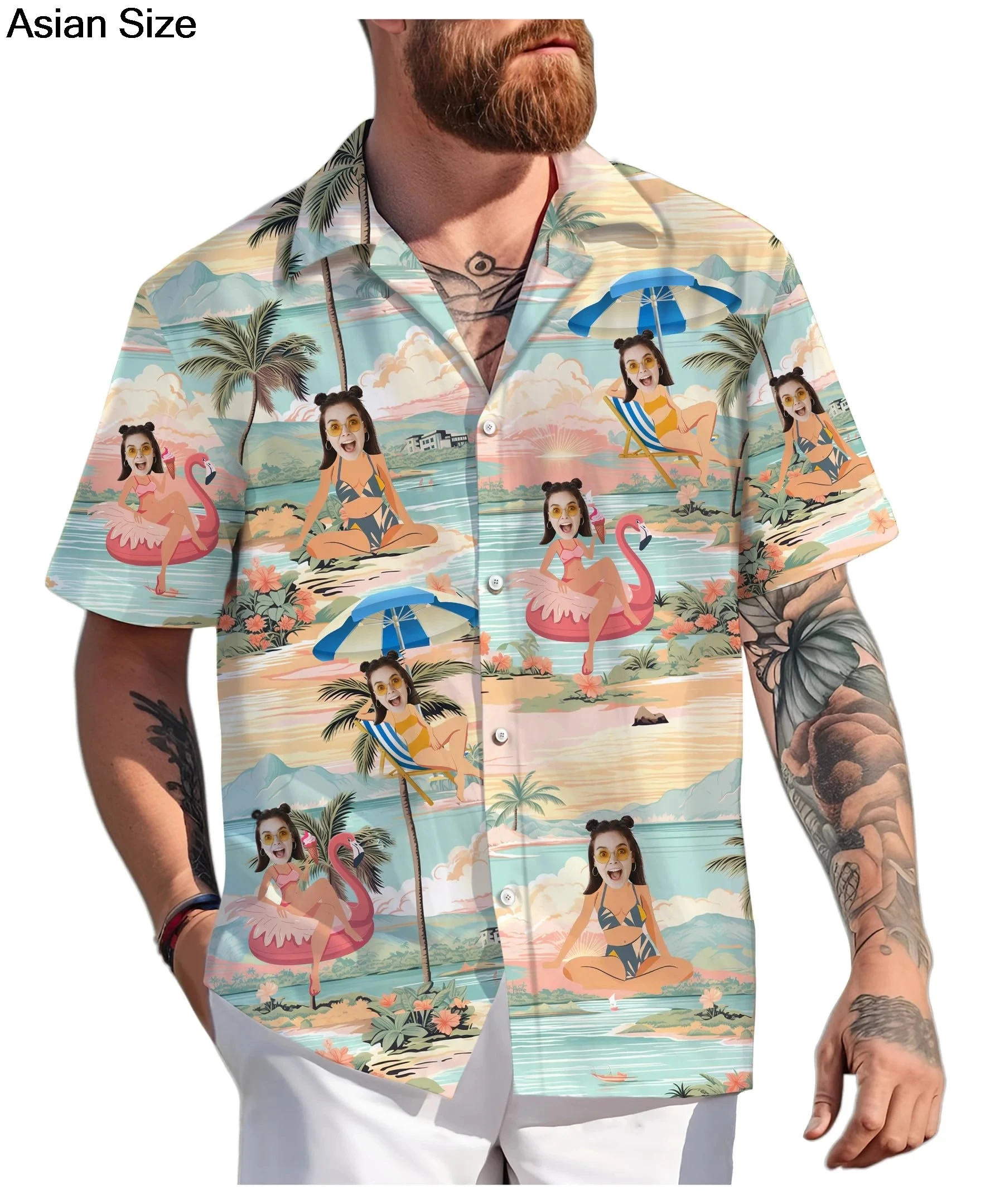 

Custom Hawaiian Shirts With Face Women Fuuny Personalized Hawaii Gifts Girlfriend Couple Blouses Unisex Beach Diy Female Clothes