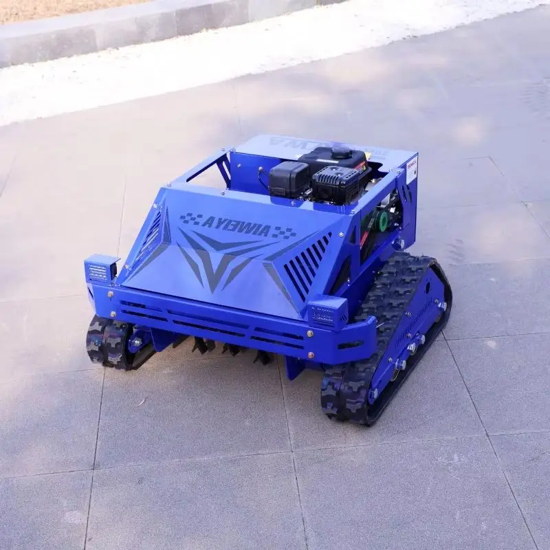 

Customized all terrain weeding black technology tracked intelligent remote control rotary lawn mower