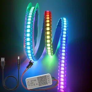 Strip Led WS2812B Dengan Pengontrol Bluetooth USB SP110E WS2812 30/60/144 Piksel/m RGB Kit Lampu LED yang Dapat Dialamatkan Secara Individual DC5V 10 penjualan terbaik google pixel handsfree - №