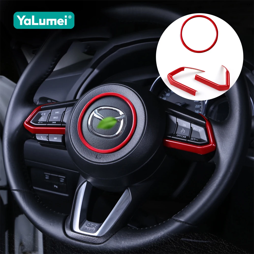 For Mazda 2 3 6 Demio CX-3 CX-5 CX-7 CX-9 Axela Atenza 2017 2018 2019 Car Steering Wheel Panel Cover ABS Trim Sequins Sticker