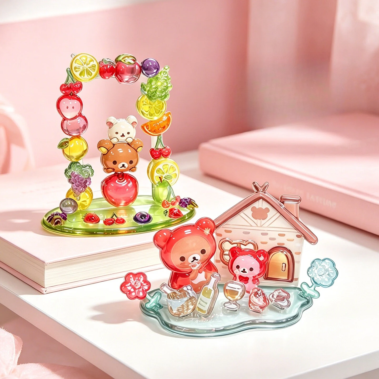 Rilakkuma Vol.3 Stacking 3D Embossed Stickers Fruit Party Scene Stickers Kawaii DIY Decor Stationery Holiday Gift