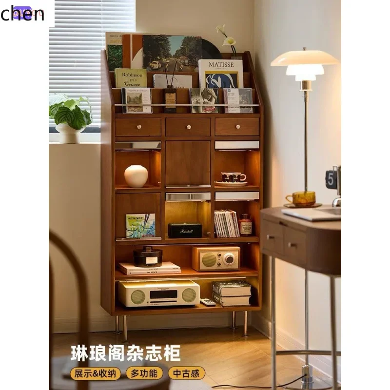 DSA Bookcase Solid Wood Magazine Cabinet Display Storage Newspaper Cabinet Bedroom Storage Cabinet