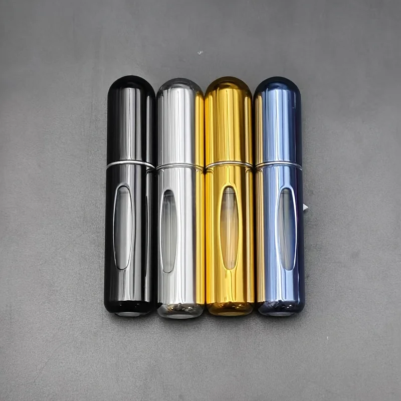 4-Pack of 5ml Rotating Perfume Bottles with Visual Design, Stylish, Compact, and Portable Spray Bottles