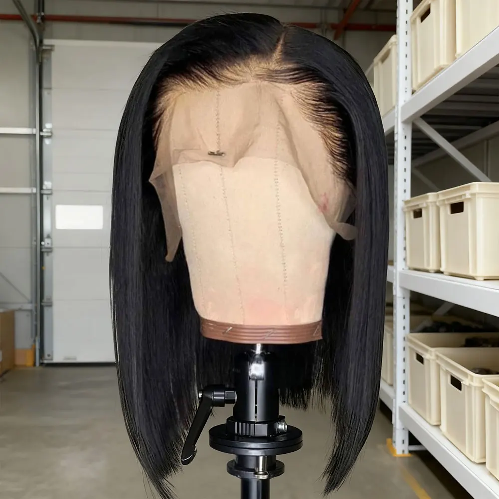 

13x4 13x6 hd Transparent Lace Frontal Wig 220 Density Straight Short Bob Wig 100% Brazilian Human Hair Pre Plucked Wig For Black Women