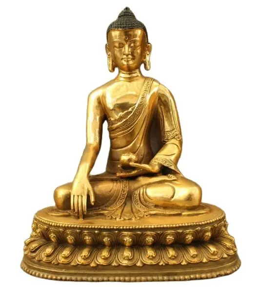 

20CM 8" Collect Tibet Buddhism Bronze Gilt Shakyamuni Sakyamuni Buddha Bowl Statue