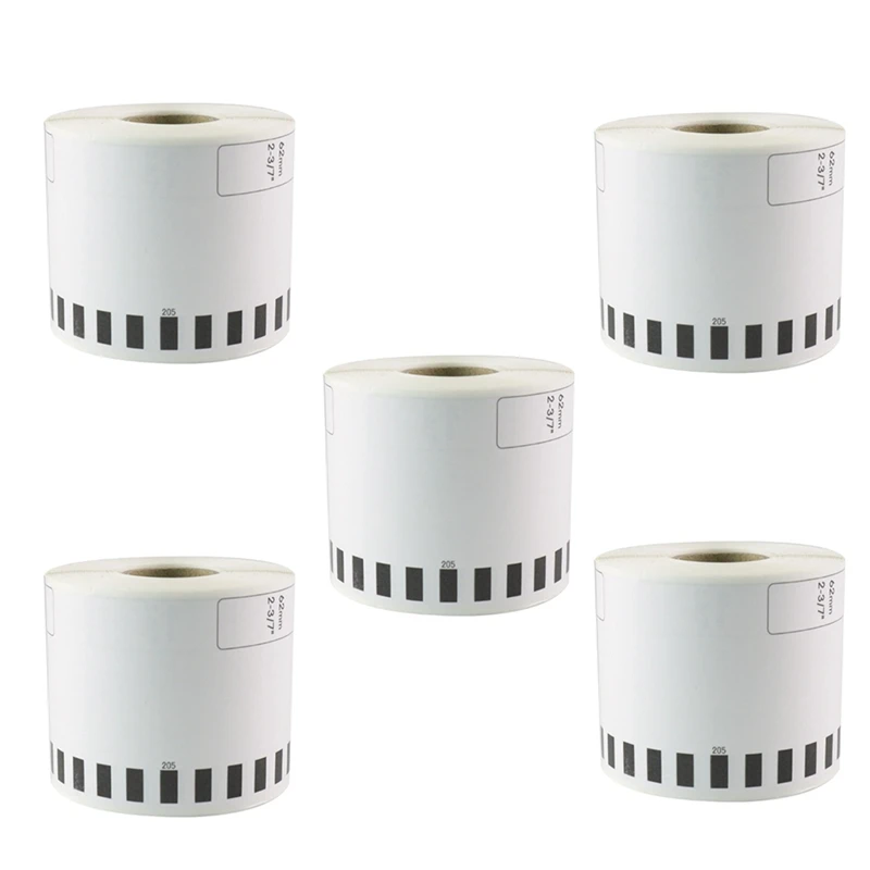 5 Refill Rolls Compatible DK-22205 Label 62Mmx30.48M Continuous Compatible For Brother Label Printer White Paper DK22205